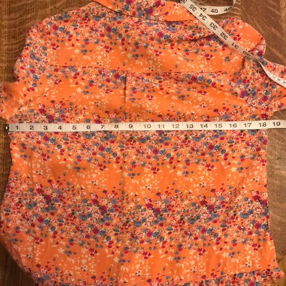 Ezra Floral Hi-Lo Ruffle Back Button Down Blouse S - Picture 5 of 6